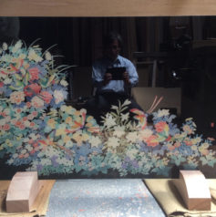 箪笥の留袖を加賀友禅 両面袷ガラス屏風に製作