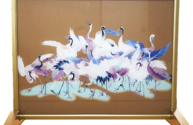 想いでの色留袖を「友禅ガラス衝立」（枠付き）にリメイク