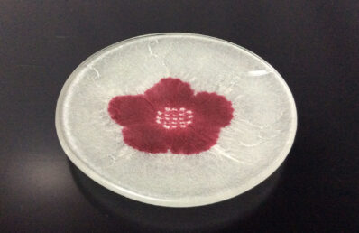 帯揚げ(梅絞り柄)から10㎝丸皿にリメイク